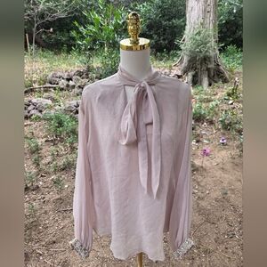 Jennifer Lopez Light Pink Blouse with Bow Accent